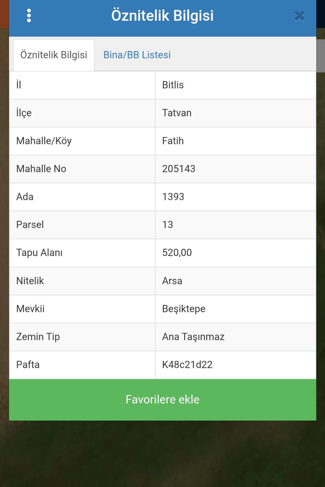 BİTLİS TATVAN FATİH MAH SATILIK ARSA 520m²  - BİTLİS TATVAN fotoğraf 3